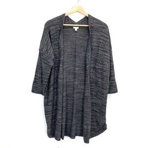 Pure Jill by J. Jill Gray Linen Blend 3/4 Sleeves Open Front Cardigan Small